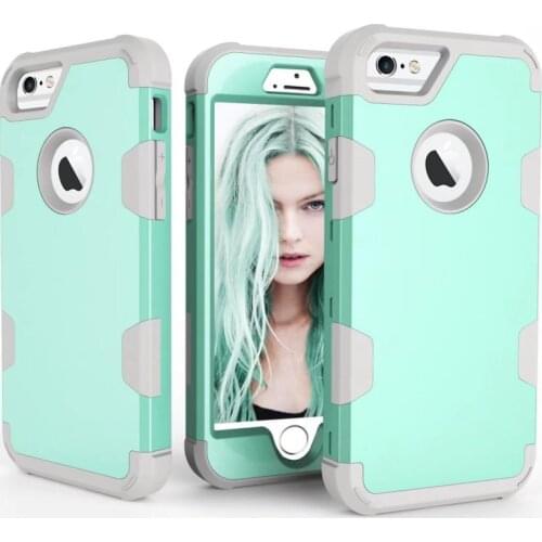 3-in-1 Dual Layer PC+Silicon Shock Resistant Phone Cases for iPhone 6 iPhone 6s Contrast color & Lifted Bezel Design Phone Cases