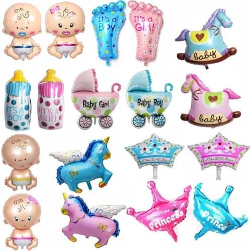 5pcs Mini Boys Girls 1st birthday Party decoration balloon baby shower crown foil wedding balloons number newborn gender reveal