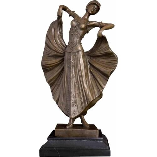 Bronze Woman Dance Statue Western Modern Female Dancer Sculpture Figurine Art Home Decoration