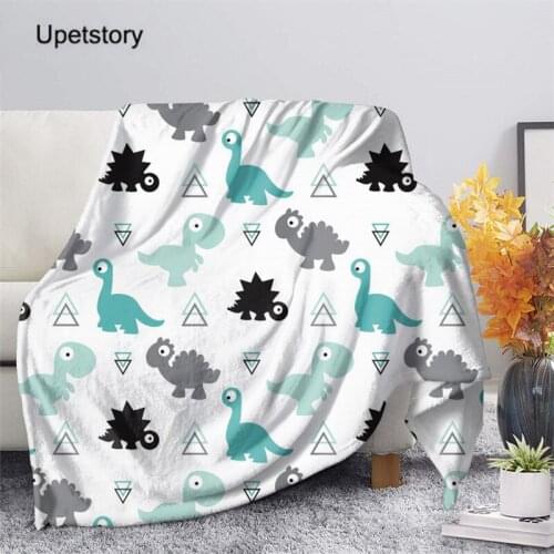 Upetstory Boy Blanket Cartoon Bedding Cute Dinosaur Print Sherpa Throw Fleece Blanket Kids Warm Plush Blankets for Children