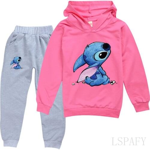Stitch Toddler Girs Clothes Cotton Boutique Kids Clothing Little Boys T Shirt Pants Girls Clothing Set Teenage Hoodied Shirt