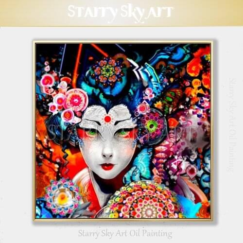 Artist Hand-painted Fashion Wall Art Modern Abstract Japan Singer Oil Painting on Canvas Beautiful Japanese Woman Oil Painting