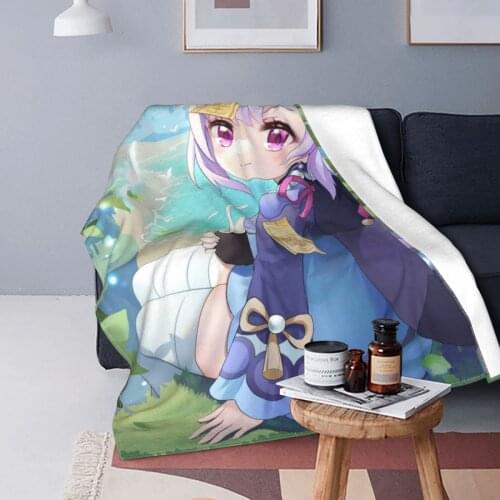 Genshin Impact Games Blanket Coral Fleece Plush Print QiQi Cute Girl Multi-function Super Soft Throw Blanket for Sofa Outdoor