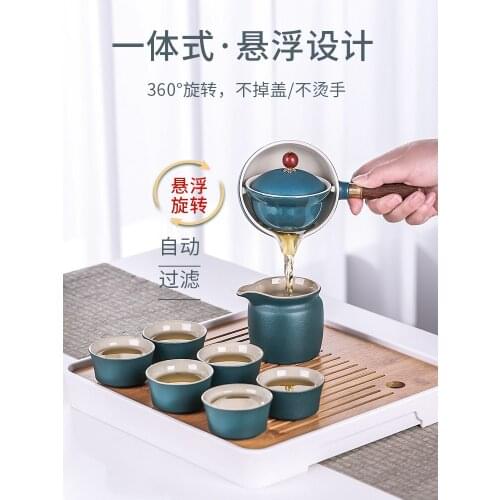 Ceramic teapot lazy kung fu tea set home luxury creative automatic tea artifact travel portable bag