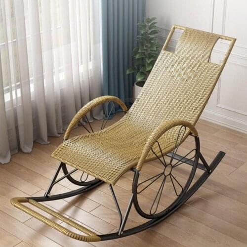 Summer rocking chair household rocking chair adult easy chair elderly lazy balcony leisure rattan single recliner rattan chair