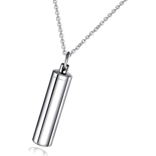 New Arrival Stainless Steel Mirror Polish Empty Cremation Urn Pendant Perfume Bottles Can Open Necklace 50cm