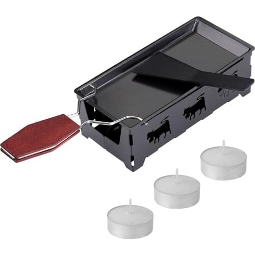 Mini Tea Light Cheese Raclette Set with Spatula & 3 Tealights-Foldable-Non-stick-Fondue Set kitchen Accessories Tool Gadgets