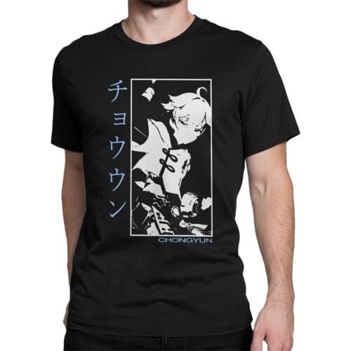 Chongyun Genshin Impact Anime Mens T Shirt Cool Tee Shirt Short Sleeve Crew Neck T-Shirt Cotton Unique Clothes