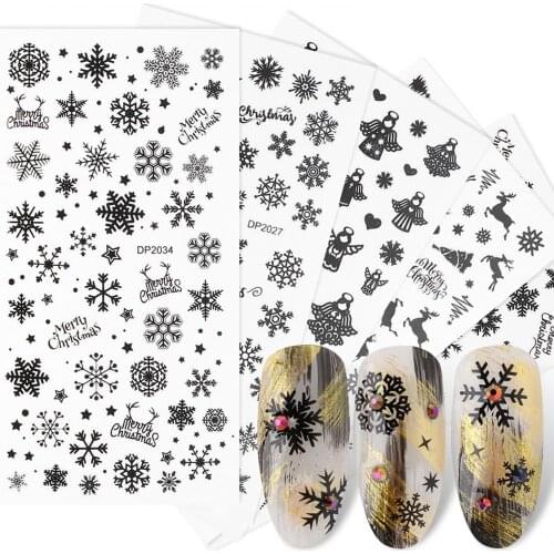 2Pcs Black Tropical Plants Water Decals Stickers Leaves Flower Geometrics Slider For Nails Summer Nail Art Decoration