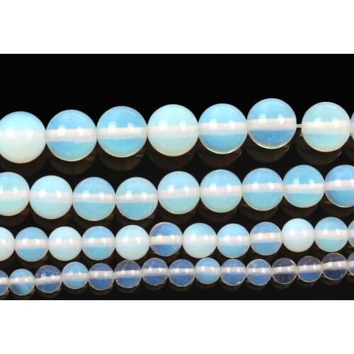 Natural Stone Smooth Opal Charm Round Loose Beads For Jewelry Making For Needlework Beads DIY Pick Size Strand 4-12MM