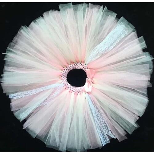 NewLovely Baby Girls Lace Tutu Skirts Infant Crochet Tulle Skirt Ballet Dance Pettiskirts with Pink Ribbon Bow Kids Party Skirts