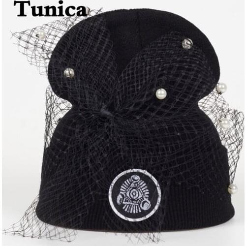 New Fashion personality beanies hats Women Lace Fishnet Veil Crochet Knit Skullies Cap Winter Warm Street Beanie Hats Gorros