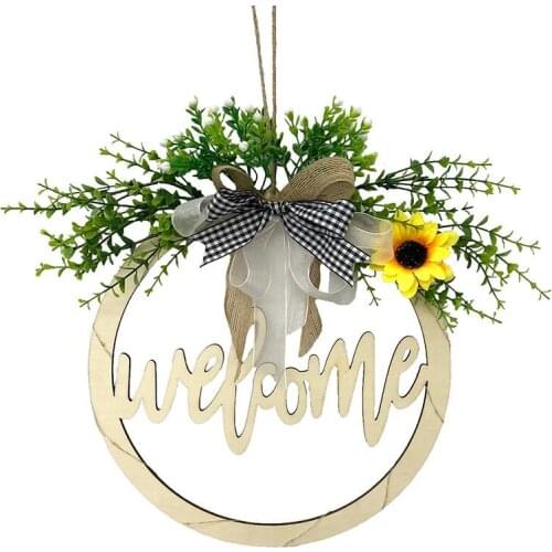 New Creative Wreath Wooden Hollow Door Sign Decorative Hanging Front Door Wall Garland For Wedding Engagement Party Accessories