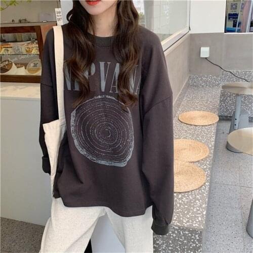 Autumn Hoodies Fashion Sweatshirts Fashion Students Oversized Loose BF Women High Street Harajuku Cartoon Pinted Hoodie Tops