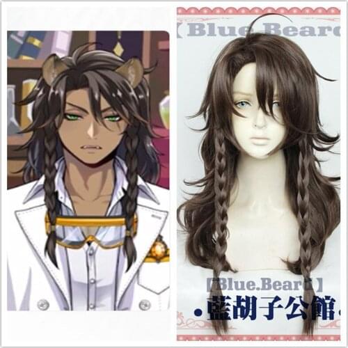 Twisted-Wonderland Leona Kingscholar Cosplay Wig Long Black Brown Braid Heat Resistant Synthetic Hair + Free Wig Cap Halloween