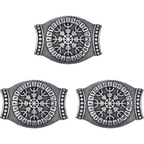 1Pc Viking Runes Scandinavian Norse Nordic Runes Compass Beads Charms for Bracelets Making for Jewelry DIY for Crafts Design