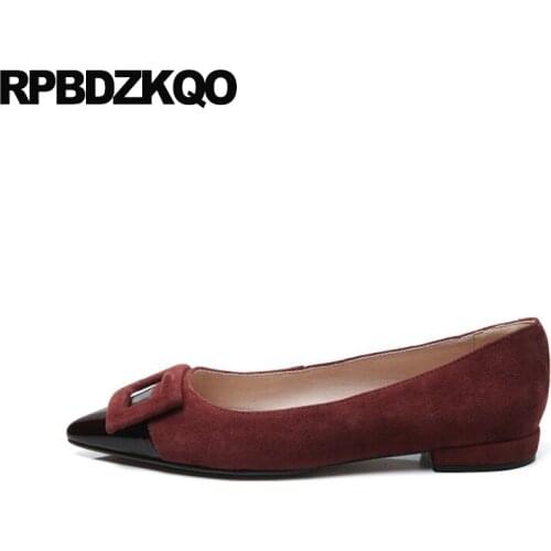 Casual slip on brand designer shoes women luxury 2019 china flats pointed toe chinese suede rubber sole ladies genuine leather