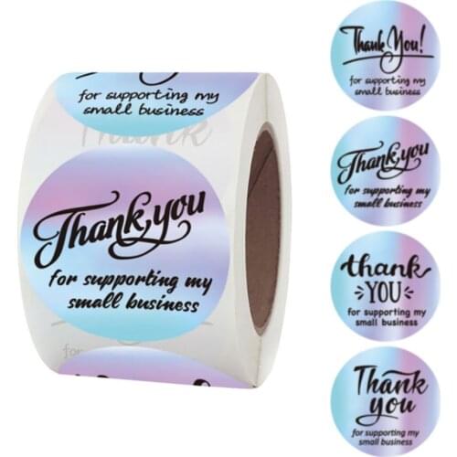 1.5inch Rainbow Laser Thank You For Supporting My Small Business Sticker Commercial Decorative Envelope Sticker Seal Labels Gift
