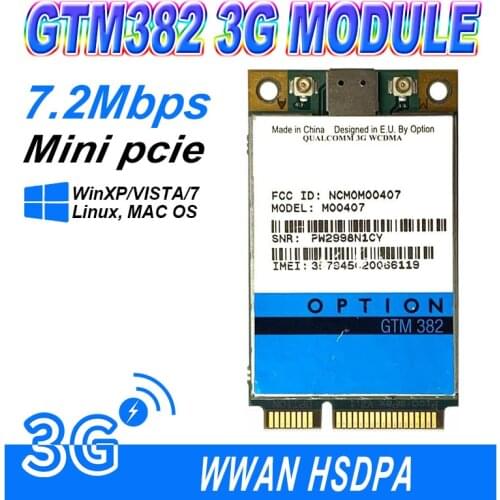 UNLOCKED Option GTM382 PCI-E 7.2Mbps Modem WWAN GTM 382 GPS 3G WWAN HSDPA