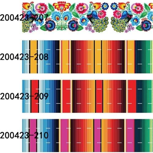 50 yards/lot) High quality listones 75mm Mexico blanket stripe printed hair bows ribbon