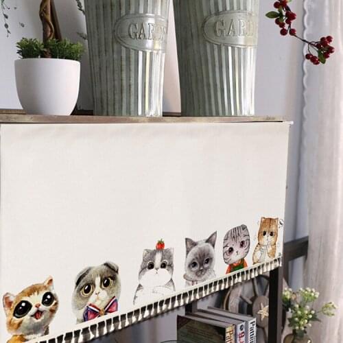 Cartoon Animals Cabinet Curtain Storage Rack Shoe Cabinet Bookshelf Shelf Dust-proof Decoration Short Curtain Hanging Curtain