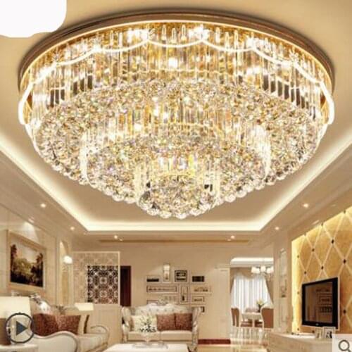 Living room light crystal round led ceiling lamp European style lobby bedroom restaurant modern minimalist atmosphere lamps led
