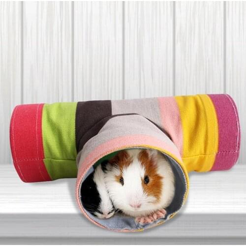 Pet Hamster Tunnel 2/3/4 Holes Foldable Canvas Breathable Hamster Tube Toy Cotton House Animal Beds Cave Pet Supplies