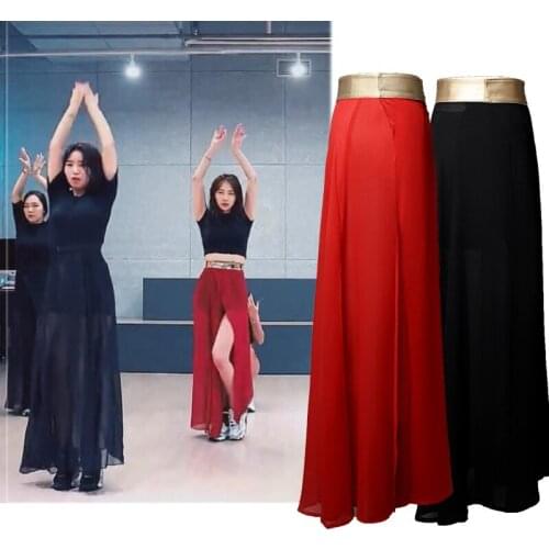 Kpop IU Seo Yea Ji Stage Show Summer New Women Sexy Fashion Pleated High Slit Long Skirt Pleated Skirt Solid Color Party Skirts