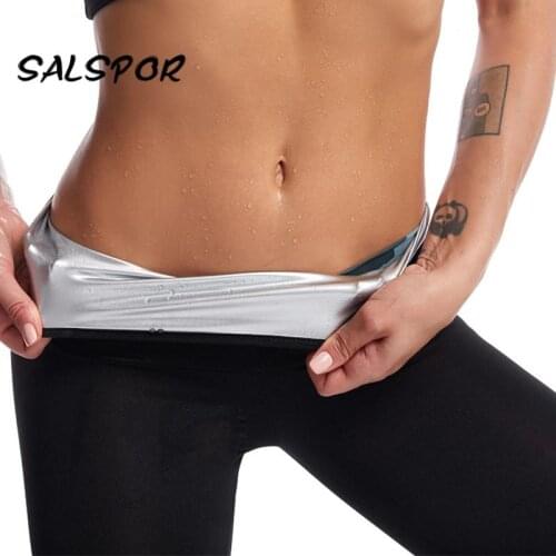 SALSPOR Hot Sweat Sauna Leggings Women Body Shaper Fitness Legging Workout Effect Slimming Elasticity Pants Gym Silver Coating
