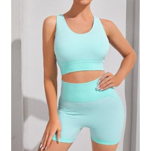 Seamless Yoga Set Women Crop Top Bra Solid Color Shorts Sportwear Running Workout Outfit Fitness Gym Suit Clothing Tracksuit