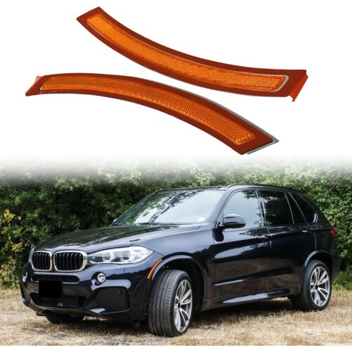 1Pair Amber Front Bumper Reflector Side Marker Warning Lights Fit For-BMW F15 F85 X5 2014-2017