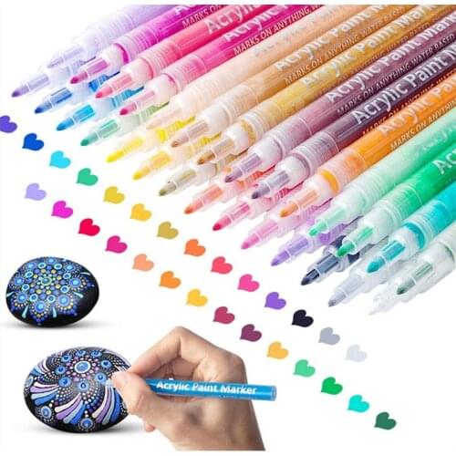 12/18 Colors 0.7mm-3mm Acrylic Paint Marker pen Art Marker Pen For Ceramic Rock Glass Porcelain Mug Wood Fabric Canvas Painting