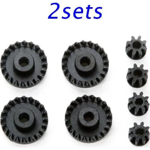 2 Sets Motor Gear Set Pinion Carburized Crown Teeth Black Gears For AR/S1/S2/VS/TZ Chassis Tamiya Mini 4WD Car Model 15462