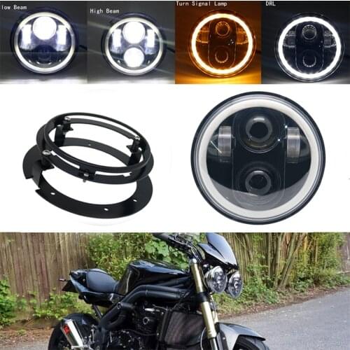 2x 5.75 inch led headlight High/Low beam halo bracket for 3 & Speed Triple & Street Triple & Thunder