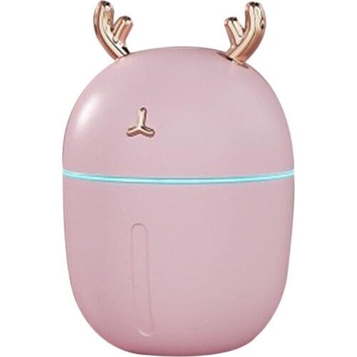 300ml Nano Spray Mini Humidifier Antlers Quiet USB LED Air Diffuser Mist Maker