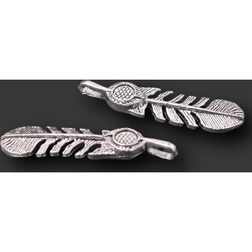 6pcs Silver Plated Hip Hop Harajuku Disco Dancing Style 3D Feather Pendants DIY Charms Necklace Earrings Jewelry Crafts Making