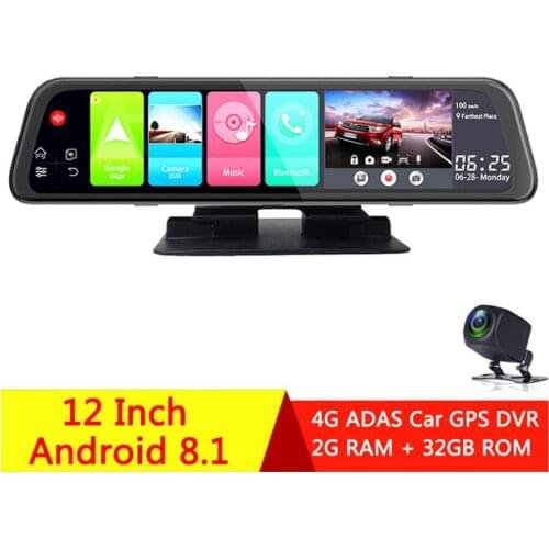 12" 4G Wifi Android 8.1 Car DVR Camera GPS Navigation FHD Center console mirror camera ADAS Dash cam