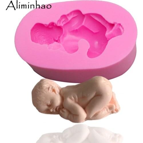 B0159 Sleeping baby cake mould DIY Silicone Mold for 3D crafts Candy Chocolate Fondant Cake Decorating Tools