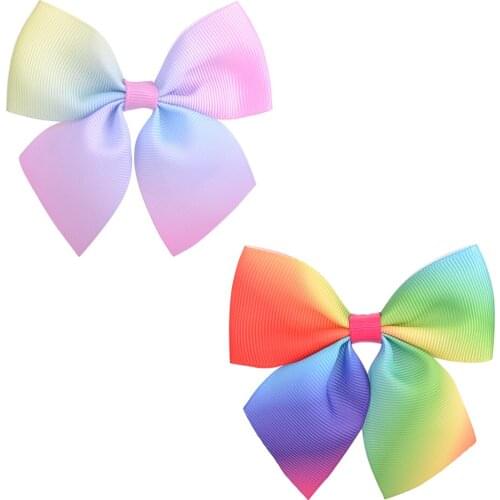 2Pieces/Lot 3.4Inch DIY Ribbonbow Grosgrain Ribbon Hair Bows With Clips Boutique Bows For Girls Hair Clips Kids Hair Accessories