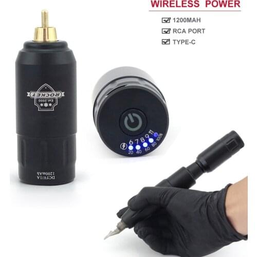 Wireless Tattoo Power Supply Powerful LED Lithium Battery RCA Cord For Rotary Tattoo Pen Permanent Makeup Machine Supply