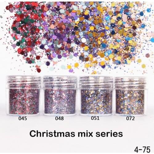 Shining Sequin 1Jar Chirstmas Mix Series Nail Thin Flake Hexagon Paillette Iridescent Makeup Glitter Gel Nail Art Decoration