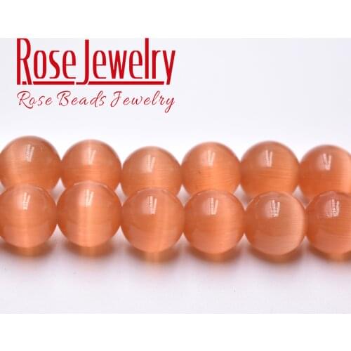 Wholesale Orange Red Cat Eye Stone Round Beads 4 6 8 10 12 Mm Natural Glass String Stone Beads For Jewelry Making 15 Inches