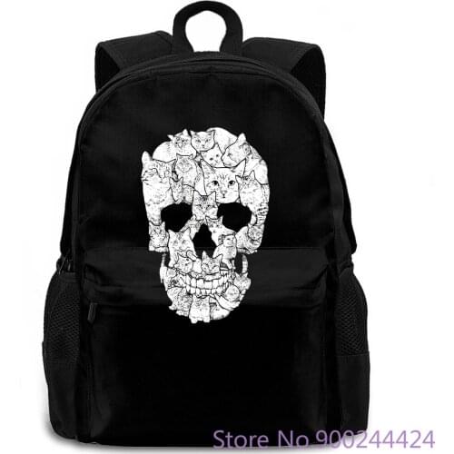 Skull With Cats Brutal X women men backpack laptop travel school adult student