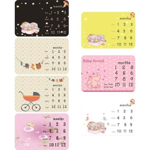 Baby Monthly Record Growth Milestone Blanket Creative Background Cloth Newborn Soft Swaddle Wrap Photography Props