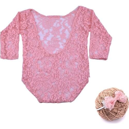 Hot Infant Newborn Baby Girl Cute Lace Floral Romper 2Pcs/set Jumpsuit Bodysuit Photo Prop Clothes Outfit Photography Props