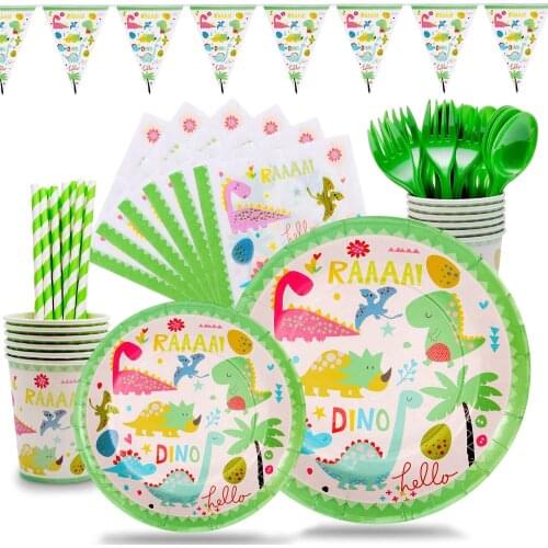 Dinosaur Jungle Birthday Party Supplies Paper Plates Cups Napkins Dinosaur Table Cloth For Baby Shower Dinosaur Party Favors