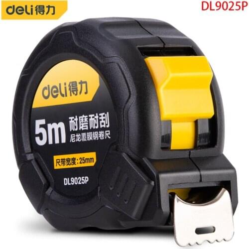 Deli DL9025P NylonCoatedSteel Tape Measure Specification 5mx25mm Carbon Steel Tape Manganese Steel Spring Design Measuring Tools