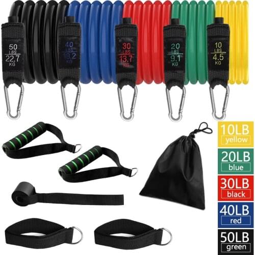 11Pcs/Set Resistance Bands Elastic Fitness Tube Rubber Bands Training Exercise Pull Rope Bands Home Gyms Yoga Workout Equipment