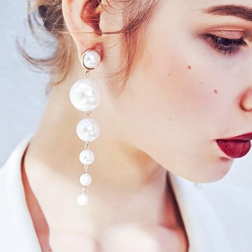 Personality Simple Pearl Earrings Office Girls Fashion Drop Earrings Long Style Fringed Earrings Women Earrings Jewelry