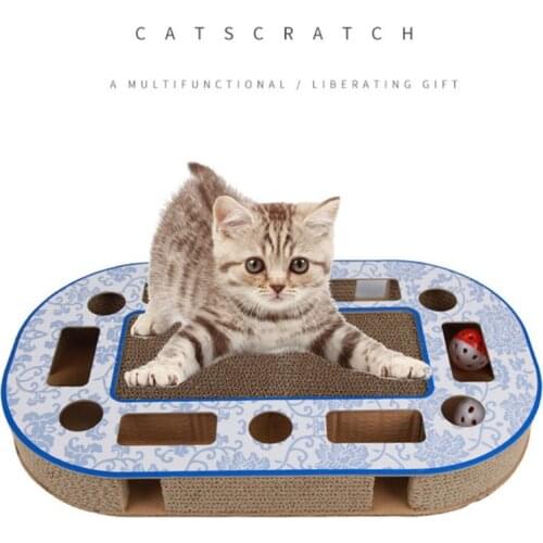 Interactive Cat Scratcher Toy Cat Kitten Scratch Corrugated Cardboard with Balls Scratching Pads Kitty Track Toys Pet Supply C42